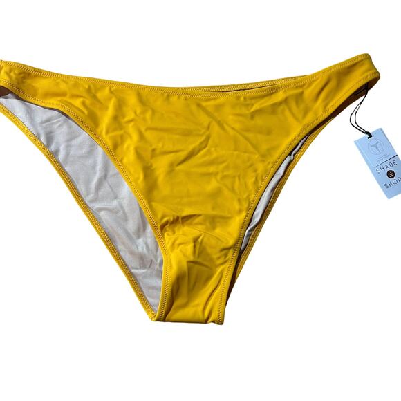 Shade & Shore Women's Yellow High Leg Cheeky Bikini Bottom - Size XL - NWT - Picture 1 of 7